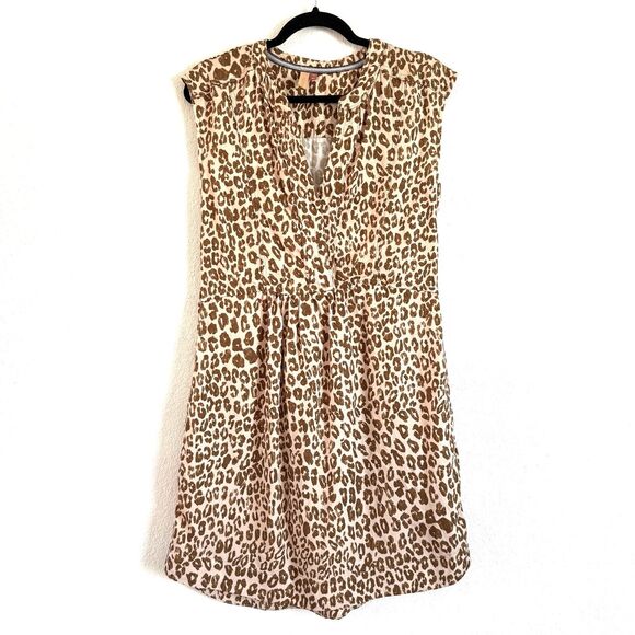 Anthropologie Pilcro Zahar Leopard Print V Neck Casual Tunic Dress - Picture 2 of 12